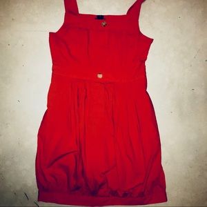 Theory bright red pleated dress size 6.
